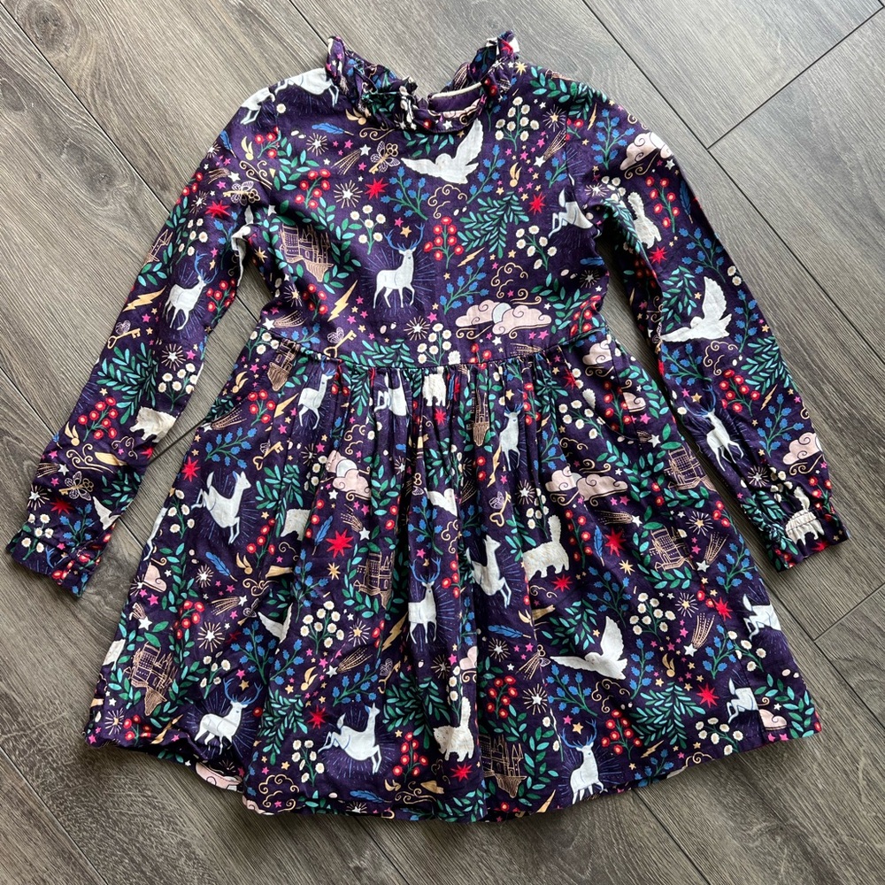 Mini Boden X Harry Potter Forbidden Forest Dress Magic Purple Girls 7-8 Years